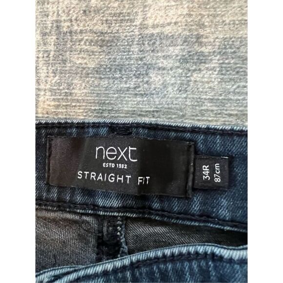 Next Dark Wash Straight Fit Denim Jeans Size 34 x 31 - Picture 3 of 6